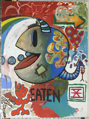 Dadara - Acryl op paneel, Eaten (Zeer groot) kopen? Bied vanaf 500!