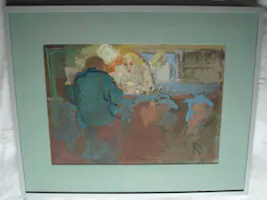 Peter Polderman - Ingelijst , Tempera , In het Café 1 – 1990 - Lijst, 78 x 97 cm kopen? Bied vanaf 150!