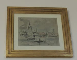 Johan Hendrik van Mastenbroek - Voorstudie Aquarel Dorpje aan het Water kopen? Bied vanaf 500!