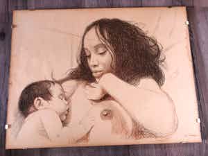 Aat Veldhoen - Moeder en kind borstvoeding verkocht voor € 25!