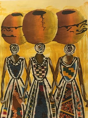 Niet of onleesbaar gesigneerd - Mothers fetching water kopen? Bied vanaf 1!