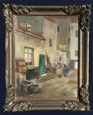 Onbekend - Impressionistisch stadsgezicht van het Begijnhof in Haarlem kopen? Bied vanaf 30!