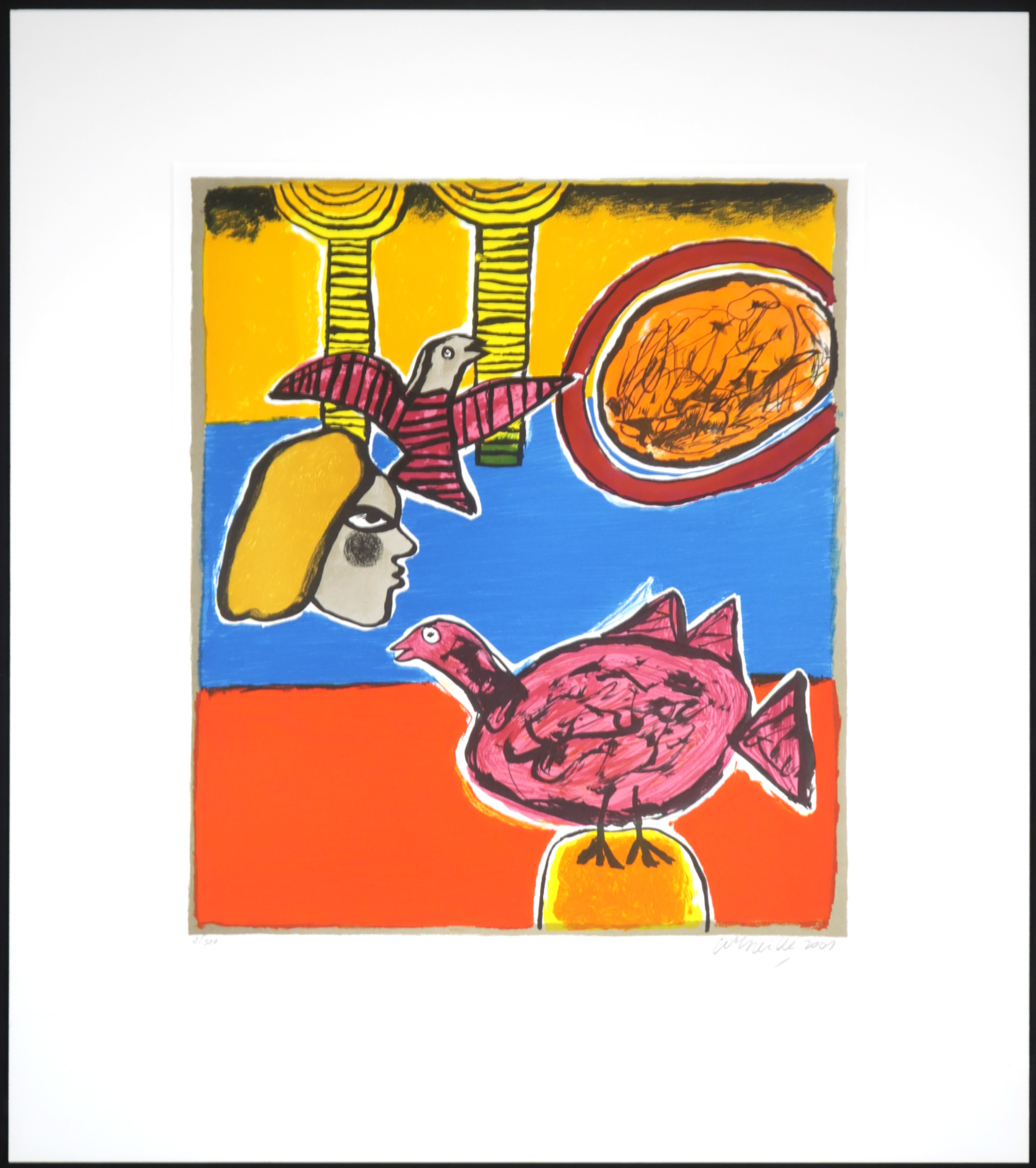 Corneille - Kleurenlitho in passe-partout, Roze vogel kopen? Bied vanaf 80!