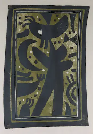 Ferenc Gogos - Linosnede, Zonder titel - Ingelijst kopen? Bied vanaf 35!