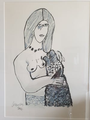 Corneille - Handgesigneerde ingelijste zeefdruk, Femme et animaux XV kopen? Bied vanaf 150!