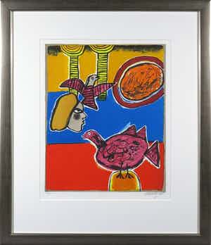 Corneille - Zeefdruk, Un bel été - Ingelijst verkocht voor € 150!