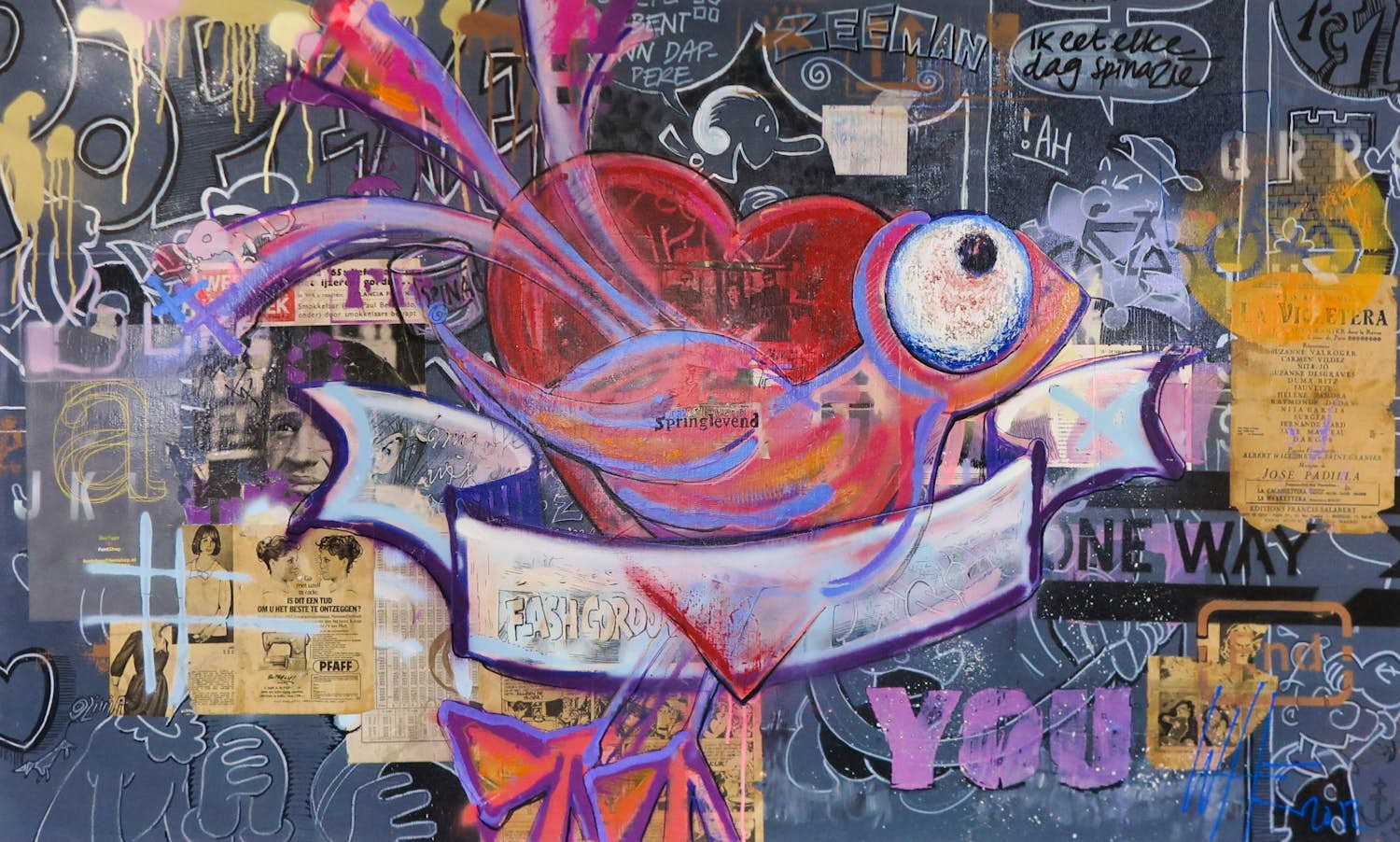 Willemien Brand - Gemengde techniek op doek, Springlevend - (Zeer groot) kopen? Bied vanaf 300!