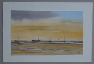 Franklin Meijer - Waddenzee - 4 x aquarelstudies kopen? Bied vanaf 35!