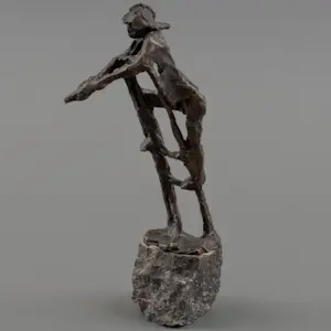 Jits Bakker - Bronzen beeld: Brandweerman op ladder - 1993 kopen? Bied vanaf 995!