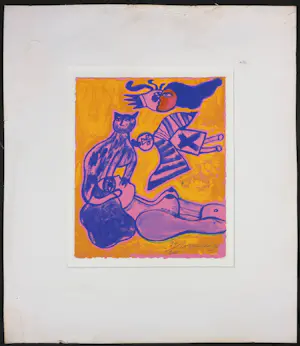 Corneille - Litho, Femme, chat et oiseau kopen? Bied vanaf 1!