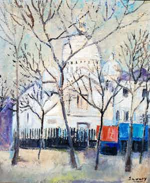 Robert Savary - Sacre-Coeur, olieverf op doek (ingelijst) verkocht voor € 495!