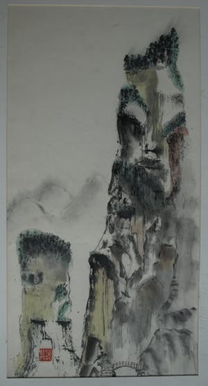 Niet of onleesbaar gesigneerd - Japanse kunstenaar, “De berg” - aquarelverf en inkt op karton kopen? Bied vanaf 1!