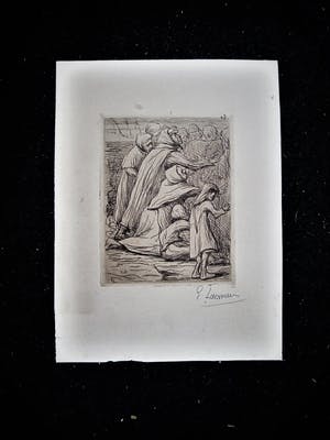 Eugene Laermans - Belgie 1900 - Sociaal bewogen Expressionist - gesigneerde ETS - "Armoede" kopen? Bied vanaf 28!