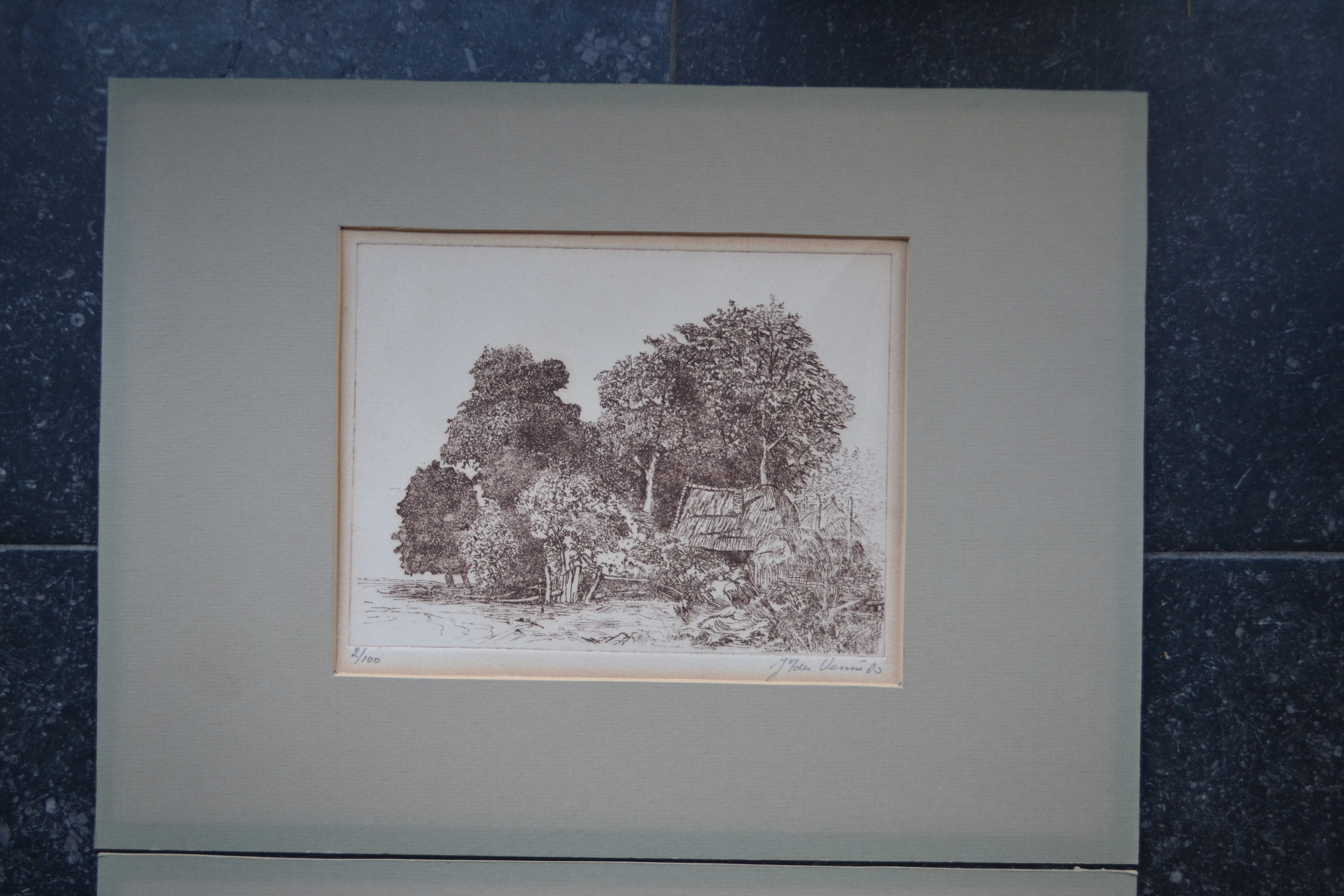 Niet of onleesbaar gesigneerd - Twee landschappen - Ets kopen? Bied vanaf 1!