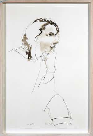 Sam Drukker - Inkttekening, Portret met persoonlijke opdracht - Ingelijst verkocht voor € 1!