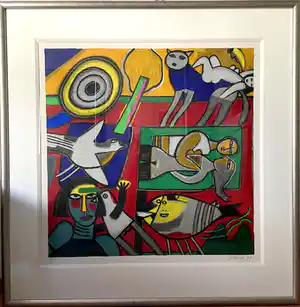 Corneille - Zeefdruk, La belle écuyère - Ingelijst (Groot) verkocht voor € 750!