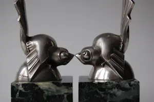 Gaston Rischmann - Art deco boeksteunen - kubistische vogels kopen? Bied vanaf 650!
