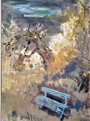 Gunnar Ditlefsen - GROOT WERK!! Bankje in bos met herfstkeuren kopen? Bied vanaf 60!