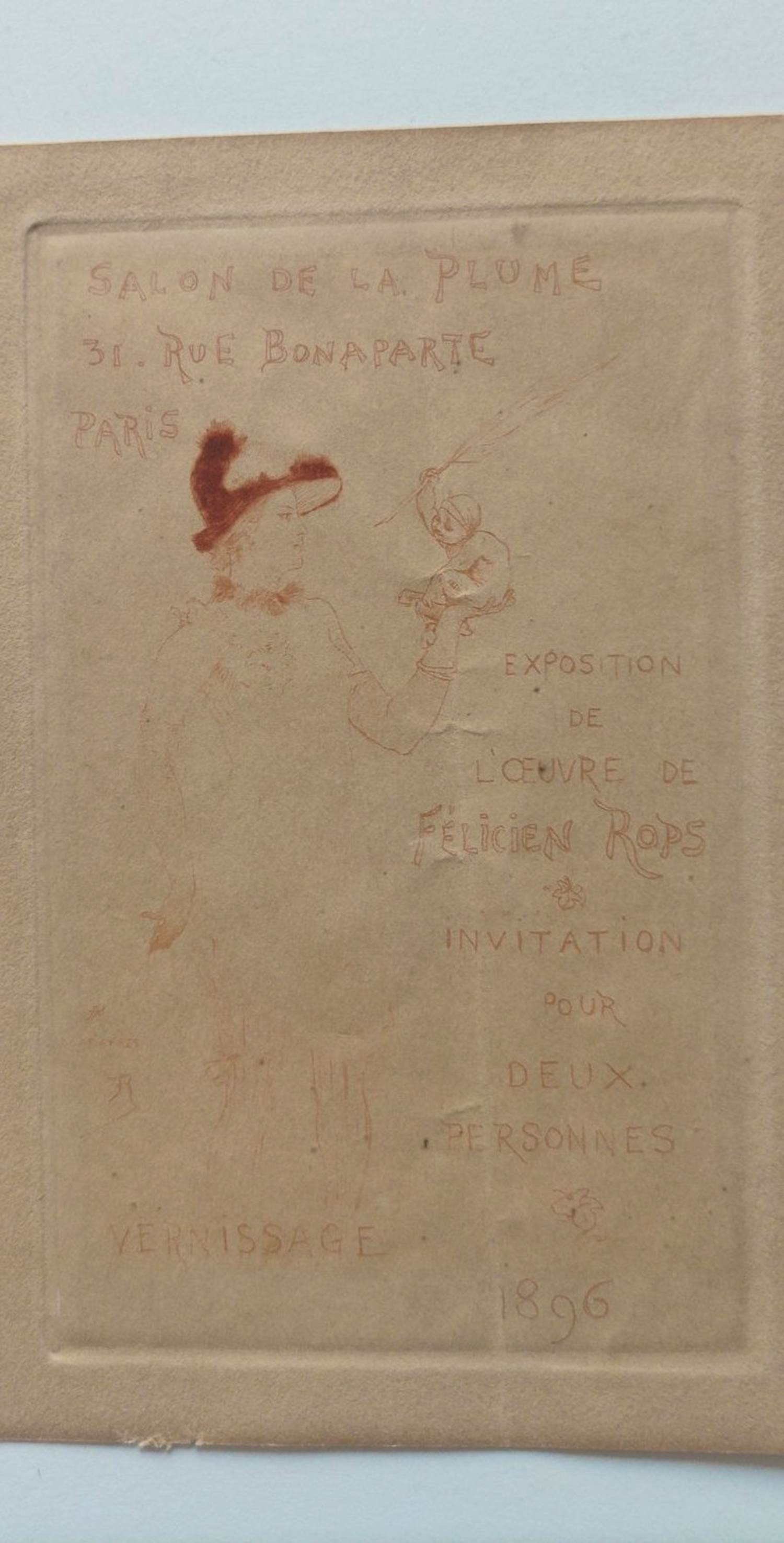 Felicien Rops - Invitation pour Vernissage verkocht voor € 75!