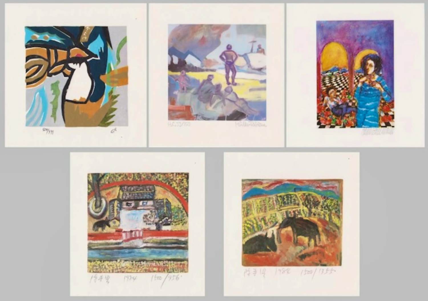 Buy Hanno Edelmann - e.a: collectie van vijf handgesigneerde zeefdrukken: Diverse Composities? Bid from 29!