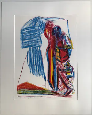 Pieter Defesche - Handgesigneerde kleurenlitho | 'Liefdespaar' | 1994 kopen? Bied vanaf 80!