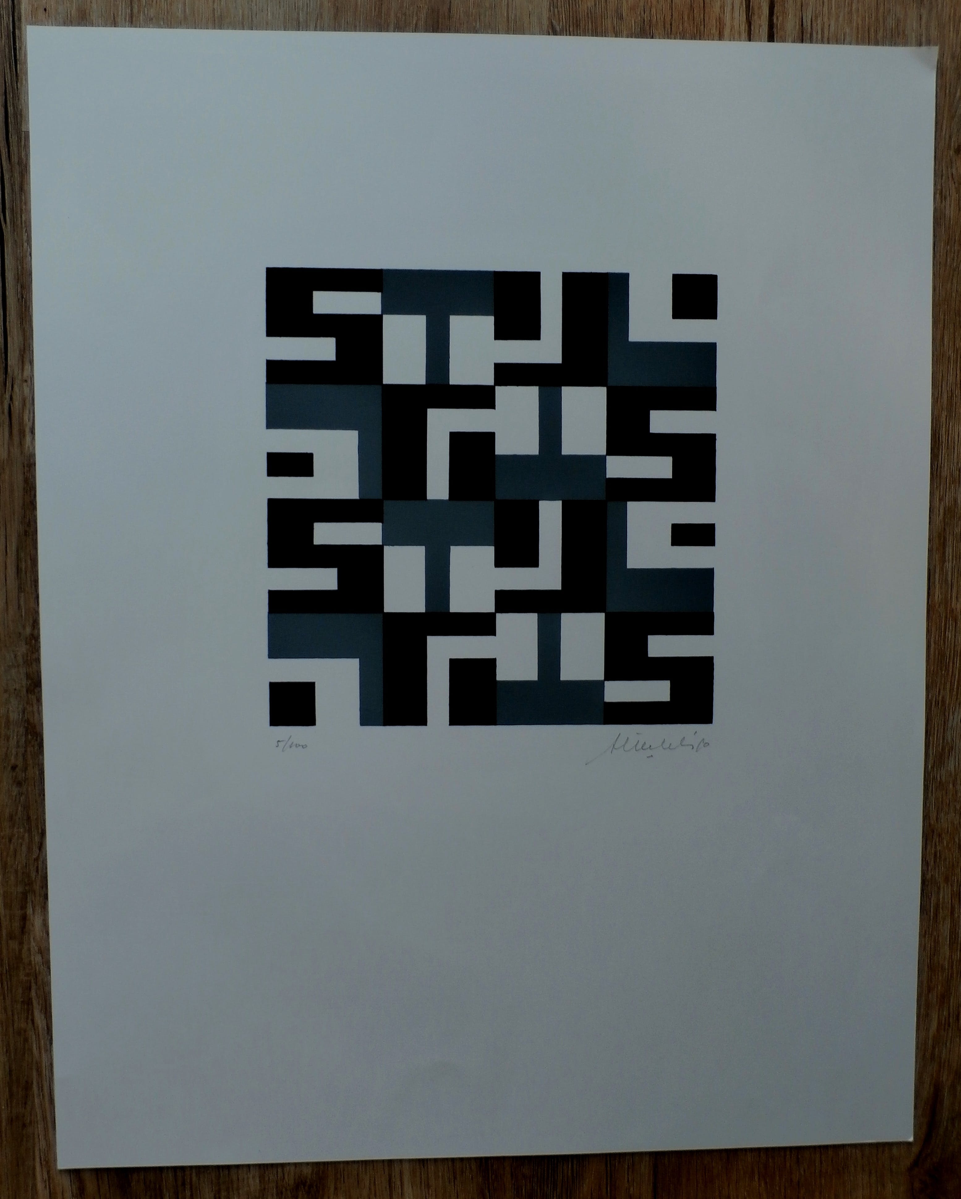 Henk Miechels - litho: geometrische compositie kopen? Bied vanaf 45!