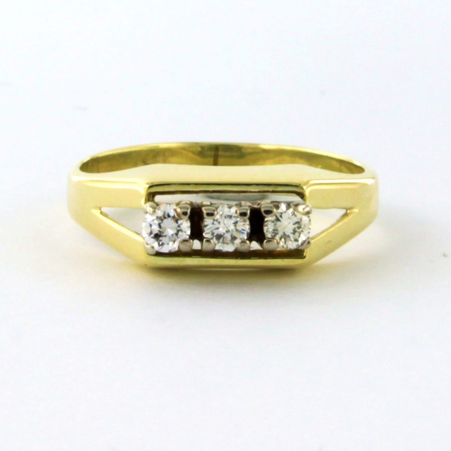 14k bicolor gouden ring bezet met briljant geslepen diamant tot. 0,15ct - rm 17 kopen? Bied vanaf 250!