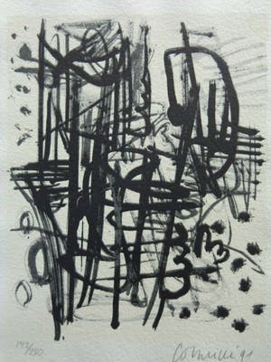Corneille - ABSTRACTIE / ZW-W LITHO / 30x21cm / SIG / 1991 kopen? Bied vanaf 85!