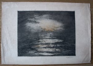 Frederika Broeksmit - Ets/Aquatint: Zonsondergang op zee kopen? Bied vanaf 45!