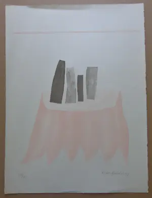 Klaas Gubbels - TAFEL MET VOORWERP / KLEURZEEFDRUK / 75x56cm / SIG / 1977 kopen? Bied vanaf 160!