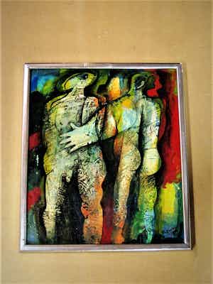 Frits van Eeden - Magnifiek expressionistisch Olieverf "Ontmoeting" gesigneerd verkocht voor € 10!