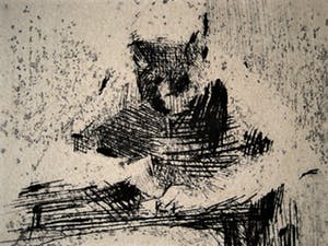 Chris van Geel (II) - Zeldzame Ets "Huiswerk maken" van Amsterdamse Dichter / Beeldend Kunstenaar kopen? Bied vanaf 10!