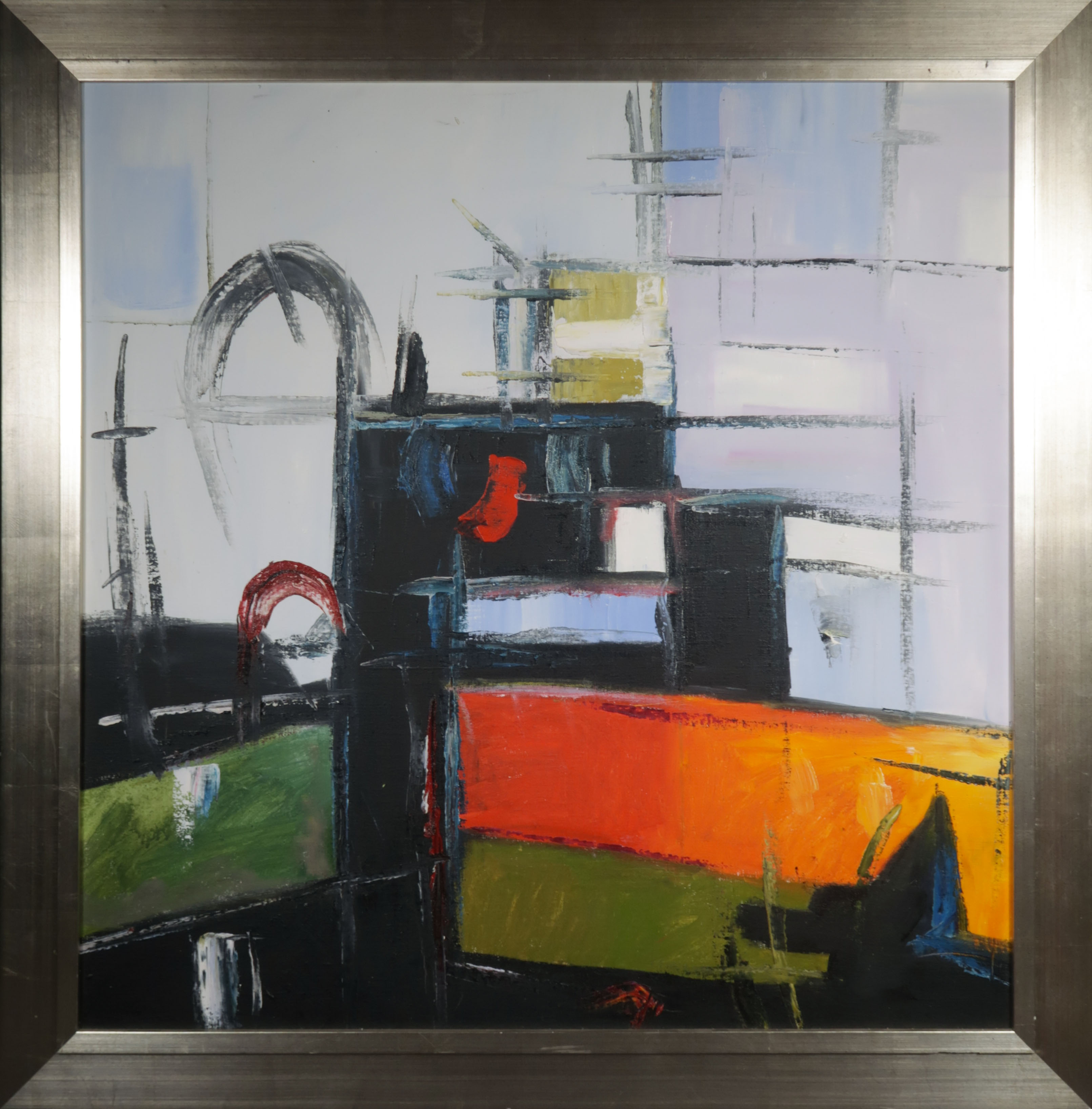 Niet of onleesbaar gesigneerd - Black City - Ingelijst (Groot) verkocht voor € 1!