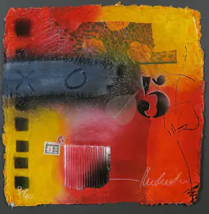 Theo Koster - Zeefdruk en collage, Zonder titel - Ingelijst kopen? Bied vanaf 10!