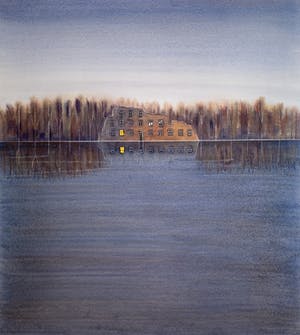 Willem de Vries - Aquarel - 'De ruïne' - 2001 (Uniek werk) kopen? Bied vanaf 95!