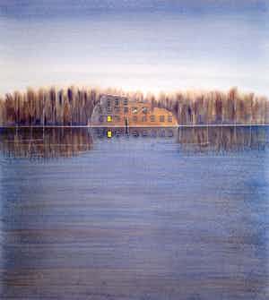 Willem de Vries - Aquarel - 'De ruïne' - 2001 (Uniek werk) verkocht voor € 95!