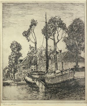 Andries van der Sloot - Ets, Het Vliet - Ingelijst kopen? Bied vanaf 70!