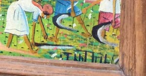 Niet of onleesbaar gesigneerd - C4125-9 - Naïeve voorstelling van dorpje in de jungle kopen? Bied vanaf 10!