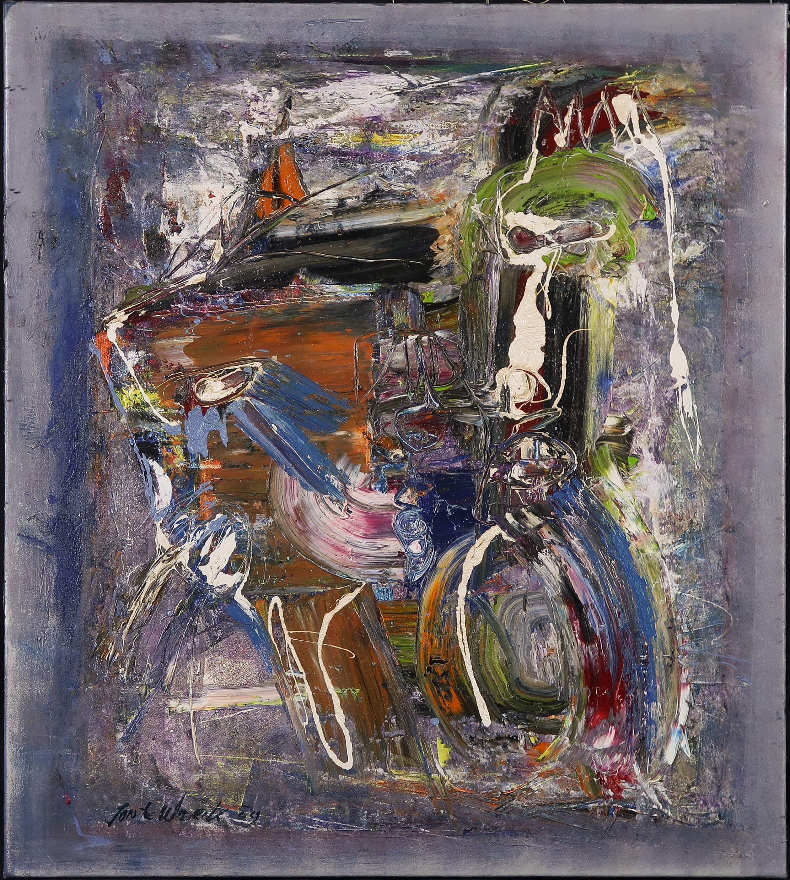 Jan te Wierik - Olieverf op doek, Z.T. Abstracte compositie verkocht voor € 1500!