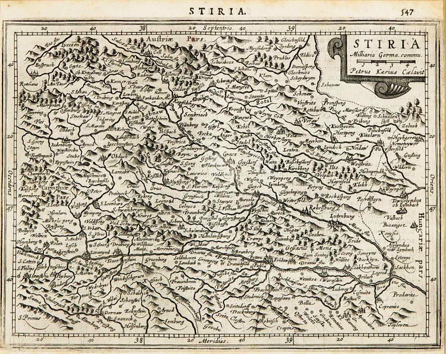 Pieter van der Keere (Kaerius) - Gravure, Stiria verkocht voor € 20!