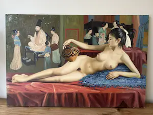 Niet of onleesbaar gesigneerd - Naakt scène kopen? Bied vanaf 1!