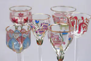 Theresienthal Crystal Factory - Glazen Jugendstil karaf met 6 likeurglaasjes kopen? Bied vanaf 1000!