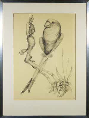 Melle Oldeboerrigter - Litho, Zonder titel - Ingelijst verkocht voor € 60!