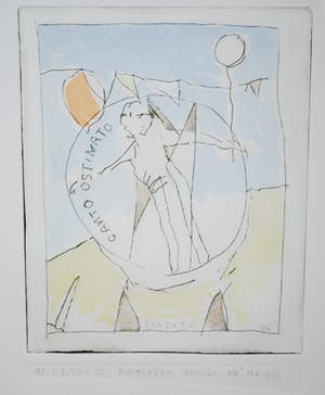 Ruud Willemse - Canto Ostinato - Ruïnekerk Bergen NH - ets/aquarel en potlood, 1988 kopen? Bied vanaf 25!