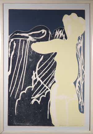 David van de Kop - Houtsnede, Zonder titel - Ingelijst verkocht voor € 50!