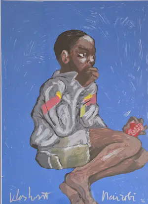 Peter Klashorst - Naoribi - ingelijst - groot kopen? Bied vanaf 150!