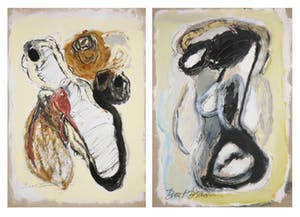 Bert Braam - Gemengde techniek op karton, Lot van twee abstracte composities kopen? Bied vanaf 1!