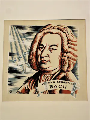 Niet of onleesbaar gesigneerd - Originele ca. 1950 Pop-Art Gouache "Joh. S. Bach" gesigneerd monogram kopen? Bied vanaf 1!