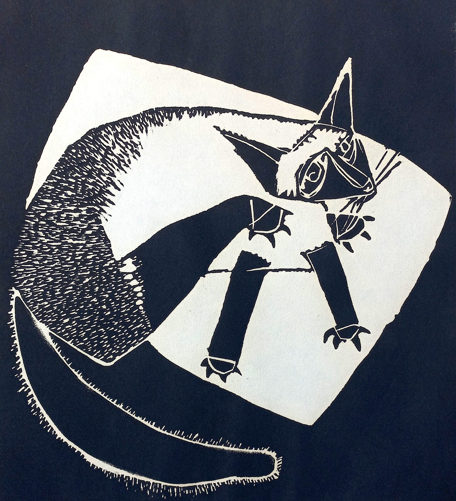 Harry Disberg - Zieke poes, houtsnede verkocht voor € 60!