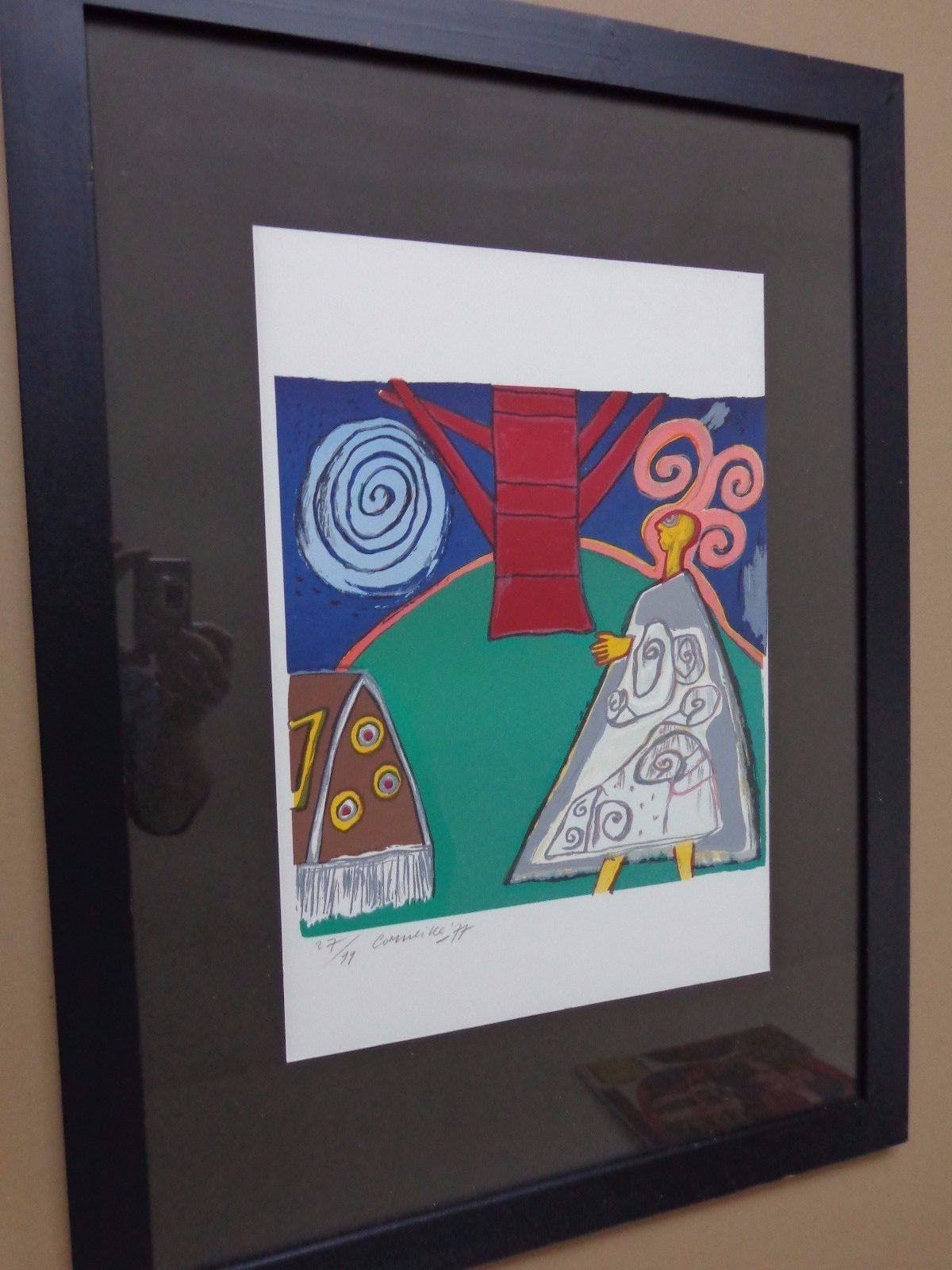 Corneille - KLEURRIJKE FIGURATIE / KLEURLITHO / 77x57cm / KADER / SIG kopen? Bied vanaf 85!
